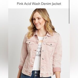 Maurices Pink Acid Wash Denim Jacket - Size XS